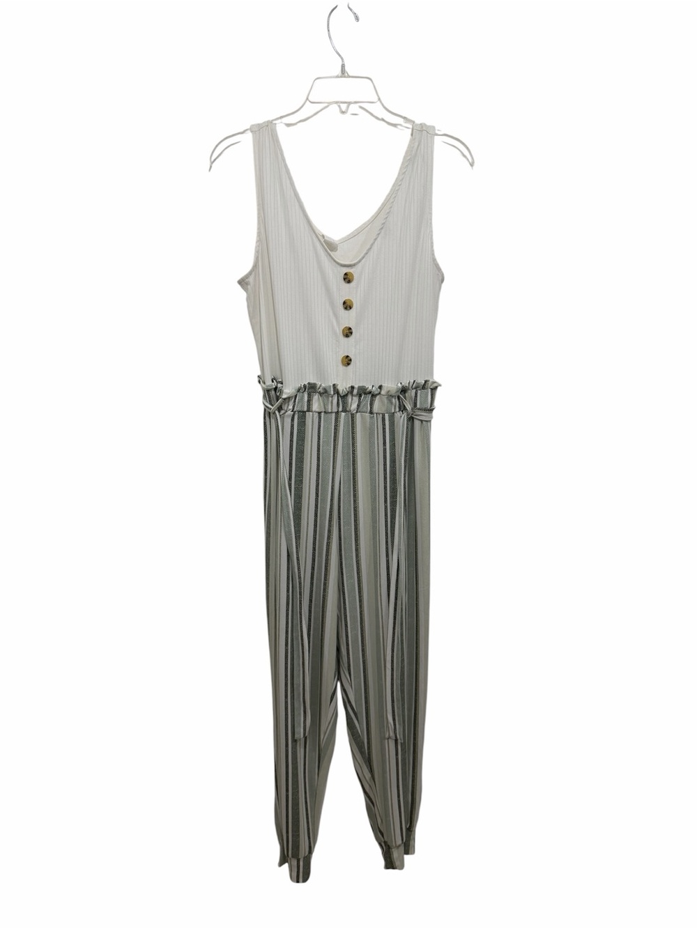 Sleeveless Striped Jumpsuit in mint green